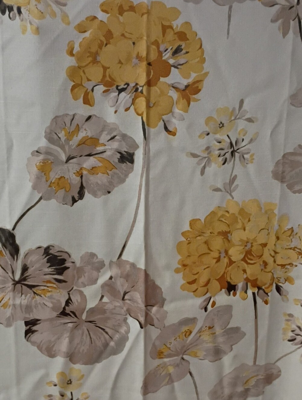 Lot 0f 6 Laura Ashley Yellow and Taupe Floral Drapery Panel
